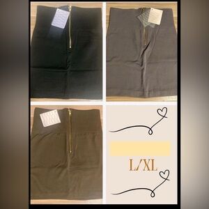 NEW L XL mini skirt Lot 3 Connection 18 Size 10-14 Spandex Zip gray black shaper